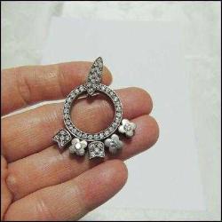 Vintage 925 Gümüş Zirkon Taşlı Hareketli Kolye Ucu   0063