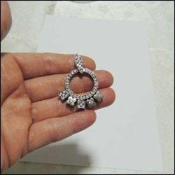 Vintage 925 Gümüş Zirkon Taşlı Hareketli Kolye Ucu   0063