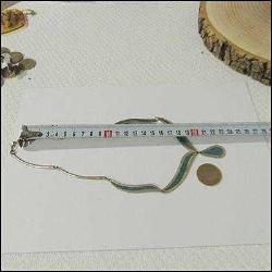 Retro Alpaka Üzeri Turkuaz Kakma El yapımı Kolye Meksika 0062