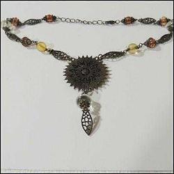 Vintage Bakır Ton Taşlı Kolye   0062