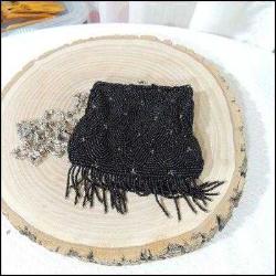 Retro El yapımı  Boncuk İşleme Küçük bayan Çantası La Regale   0062