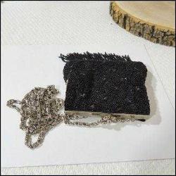 Retro El yapımı  Boncuk İşleme Küçük bayan Çantası La Regale   0062