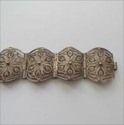 Antika  El Yapımı 925 Gümüş Telkari Bilezik Meksika 0001