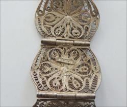 Antika  El Yapımı 925 Gümüş Telkari Bilezik Meksika 0001