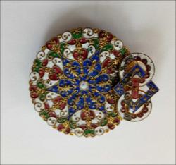 Antika  El yapımı Altın Kaplama Fransız Champleve Mineli Kemer Tokası Mükemmel 0063