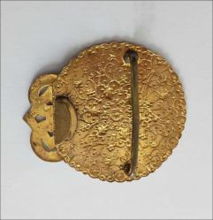 Antika  El yapımı Altın Kaplama Fransız Champleve Mineli Kemer Tokası Mükemmel 0063