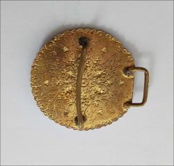 Antika  El yapımı Altın Kaplama Fransız Champleve Mineli Kemer Tokası Mükemmel 0063