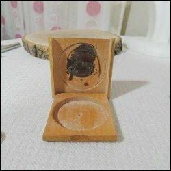 Vintage Mavi Boncuklu Ahşap Pudriyer Peru