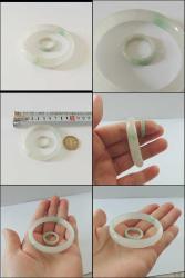 Antika Jadeite Jade Yeşim Taşı Bilezik ve Yüzük Takım El Yapımı Elde Oyma Çin 0041