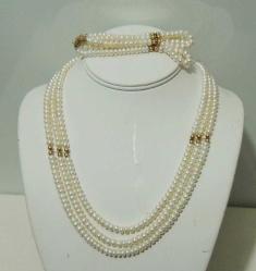 Retro Hakiki Kültür İnci Kolye Bilezik Takım El yapımı 0013