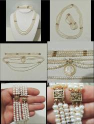 Retro Hakiki Kültür İnci Kolye Bilezik Takım El yapımı 0013