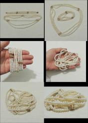 Retro Hakiki Kültür İnci Kolye Bilezik Takım El yapımı 0013