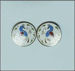 Vintage Klipsli Mineli Kuşlar Yuvarlak Küpeler