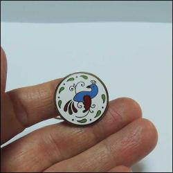 Vintage Klipsli Mineli Kuşlar Yuvarlak Küpeler