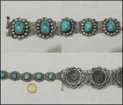 Antika Gümüş Telkari El yapımı Scarab Bilezik Mısır 0024