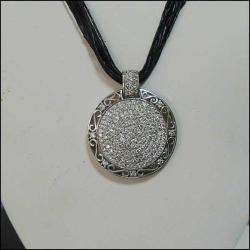 Vintage GWE Designer 925 Gümüş Zirkon Taşlı Yuvarlak Kolye Ucu