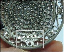 Vintage GWE Designer 925 Gümüş Zirkon Taşlı Yuvarlak Kolye Ucu