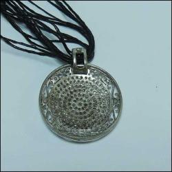 Vintage GWE Designer 925 Gümüş Zirkon Taşlı Yuvarlak Kolye Ucu