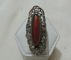 Vintage Akik Taşlı 925 Gümüş Yüzük