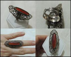 Vintage Akik Taşlı 925 Gümüş Yüzük