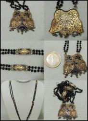 Antika Altın Vermeyli Gümüş Siyah Boncuk Kolye 0001