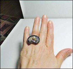 Vintage 925 Ayar Gümüş Beyaz Mineli Kristal Taşlı Paisley Yüzük Ölçü 9  0053