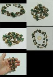 Antika Altın Dolgu Yeşim Taşlı Jade Kolye   0018