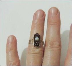 Antika 10 Ayar Altın Garnet ve Opal Taşlı Yüzük Ölçü 7 0096