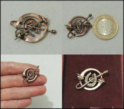 Victorian 9 Ayar Altın İncili Nal Broş İğne 0004