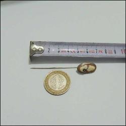 Vintage 14K 14 Ayar Altın Pırlanta Elde Oyma Cameo Yaka İğnesi 0039