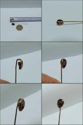 Antika 14K 14 Ayar Altın Afrika Menekşesi Ametist Taşlı Yaka İğnesi Stickpin