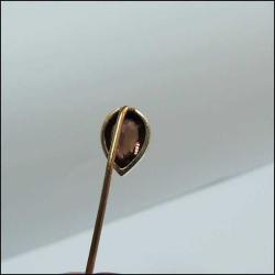 Antika 14K 14 Ayar Altın Afrika Menekşesi Ametist Taşlı Yaka İğnesi Stickpin
