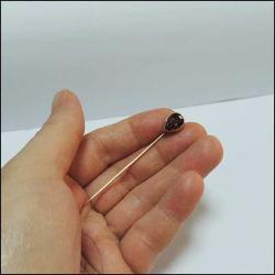 Antika 14K 14 Ayar Altın Afrika Menekşesi Ametist Taşlı Yaka İğnesi Stickpin