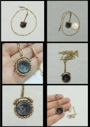 Antika SİMMONS Cep Saati Kösteği Onyx İntaglio 0021