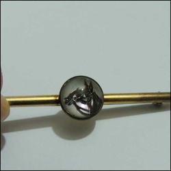 Retro Altın Kaplama Camaltı At Başı Broş İğne 0047