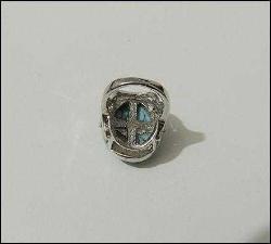 Retro Gümüş Ton Turkuaz İmitasyonu Taşlı Yüzük ölçü 6 0052