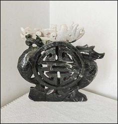 Retro 1950ler El Yapımı  İki Renk Dushan Jade Yeşim Taşı İyi Şans Tılsımı Büyük Figürin Biblo ÇİN