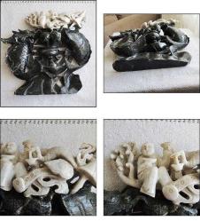 Retro 1950ler El Yapımı  İki Renk Dushan Jade Yeşim Taşı İyi Şans Tılsımı Büyük Figürin Biblo ÇİN