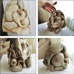 Retro 1950ler Elde Oyma Artist İmzalı Shoushan Taşı Savaşçı ve Dragon Figürin Biblo El Yapımı  Çin