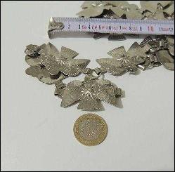 Vintage Gümüş Renk Metal Kuşlar Concho Kemer Amerika