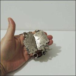 Vintage SİLVEL Marka Gümüş Renk Metal Concho Kemer Amerika