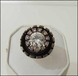 Vintage Özel Yapım 925 Gümüş Zirkon Taşlı Kale Formunda Yüzük Ölçü 8