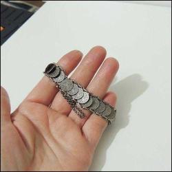 Vintage 925 Gümüş İMİTASYON Osmanlı Paralarından Yapılma Bilezik 0052