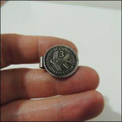 Retro Kıbrıs 1955 3 Mili Madeni Paralı Kravat MandalıS