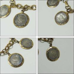 Eski Altın Rengi Bilezik 7 Adet Büyük Britanya Farthing Madeni Paralarıyla
