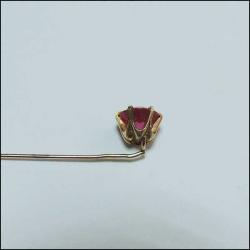 Antika 10K 10 Ayar Altın Hakiki Yakut Taşlı Yaka İğnesi Stickpin 0042