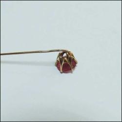 Antika 10K 10 Ayar Altın Hakiki Yakut Taşlı Yaka İğnesi Stickpin 0042