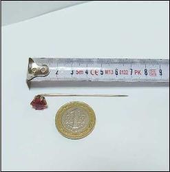 Antika 10K 10 Ayar Altın Hakiki Yakut Taşlı Yaka İğnesi Stickpin 0042