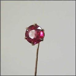 Antika 10K 10 Ayar Altın Hakiki Yakut Taşlı Yaka İğnesi Stickpin 0042