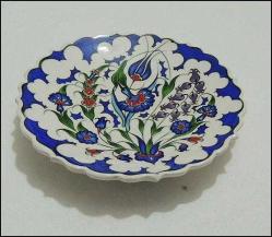 Vintage Kütahya El Boyama Seramik Tabak